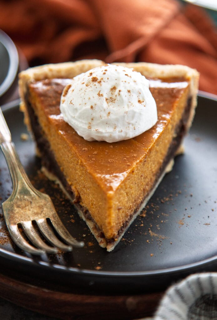 single slice pumpkin fudge pie