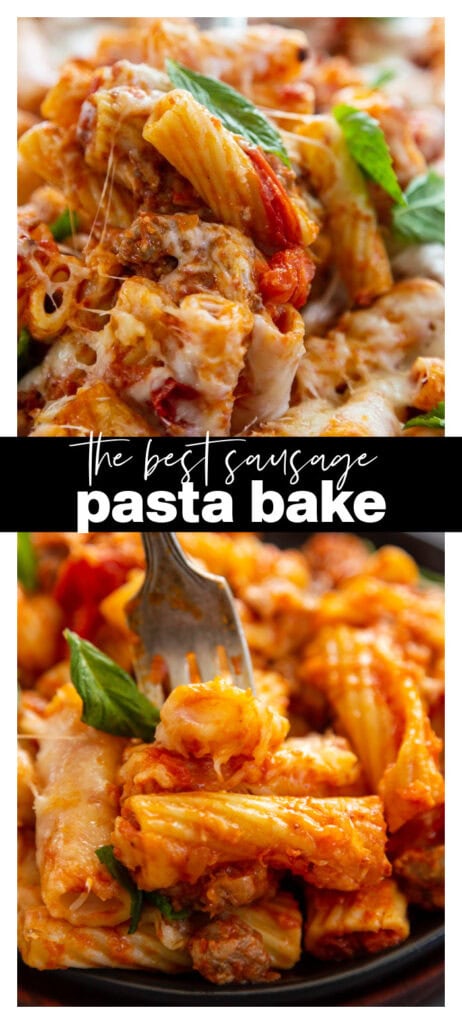 collage image of pasta with melted cheese