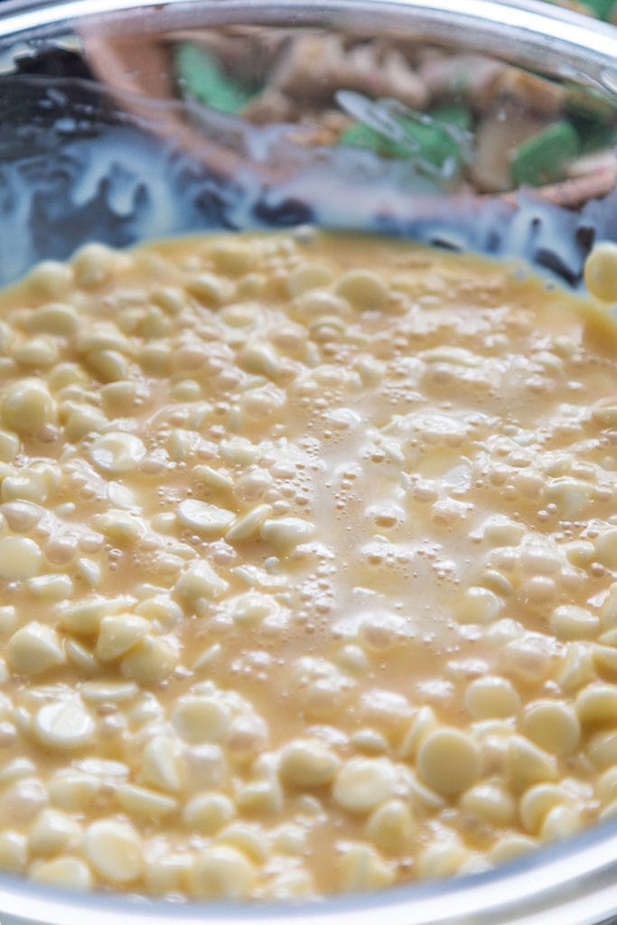 white chocolate melted in bowl