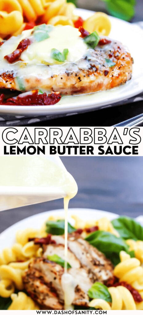 collage image of lemon butter sauce with recipe title
