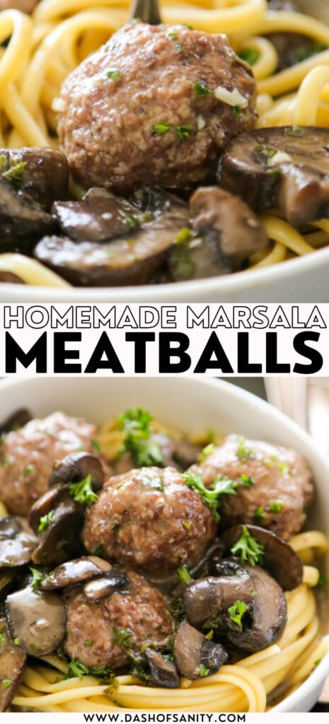 collage of meatballs with mushrooms