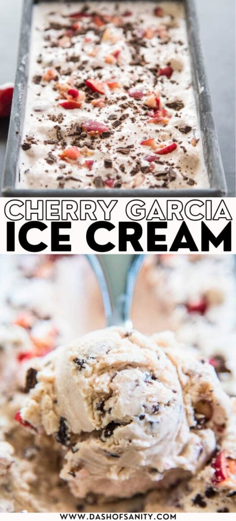 collage image of cherry garcia ice cream with recipe title