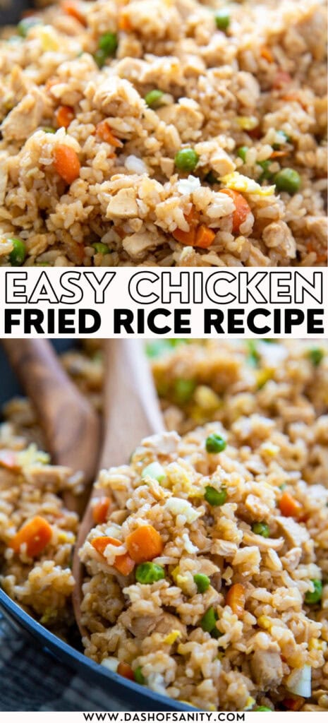 collage image of chicken fried rice with recipe title