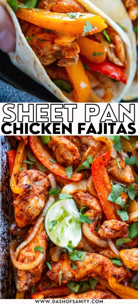 collage image of chicken fajitas with recipe title