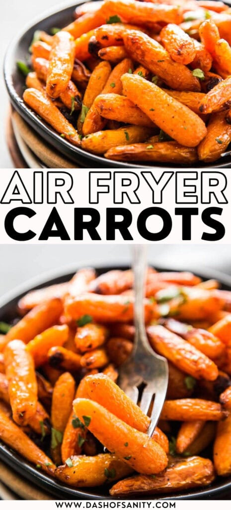 collage image of air fryer carrots