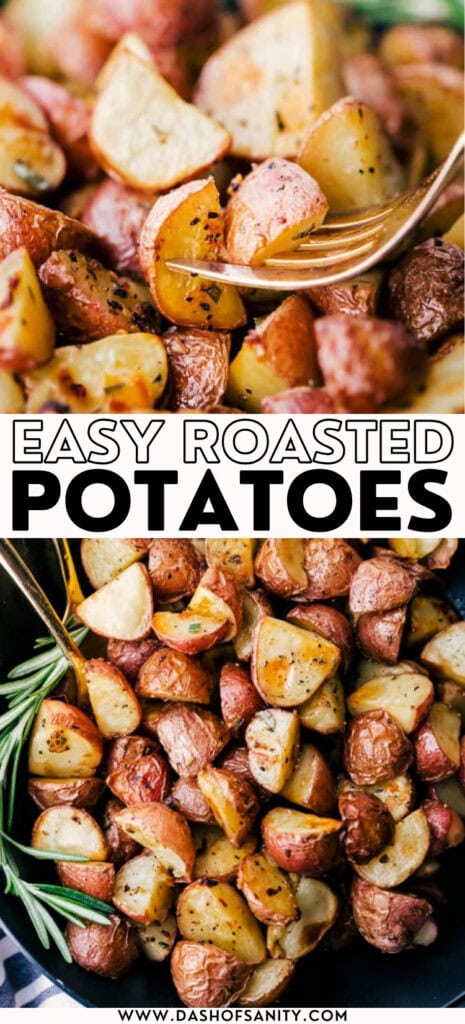 collage image roasted potatoes with recipe title