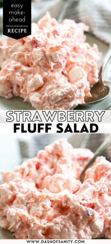collage image for pinterest strawberry fluff salad