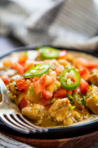 plate of green chile chicken