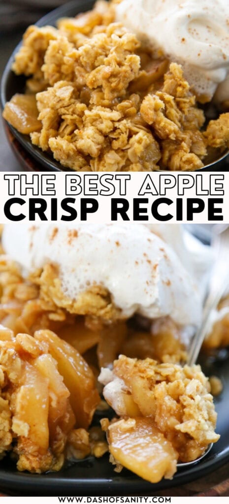 collage image of apple crisp recipe