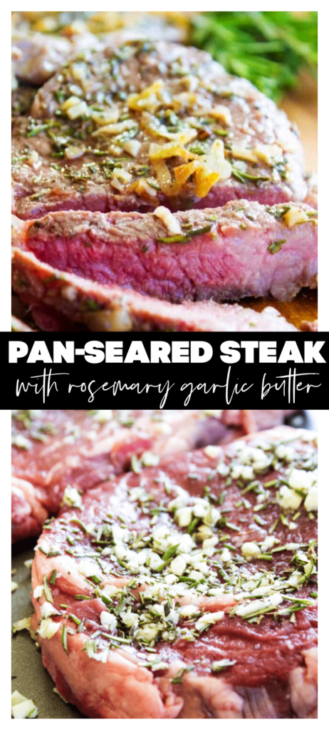 pan seared steak collage image