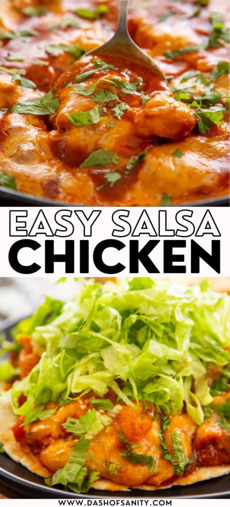 collage image of salsa chicken recipe