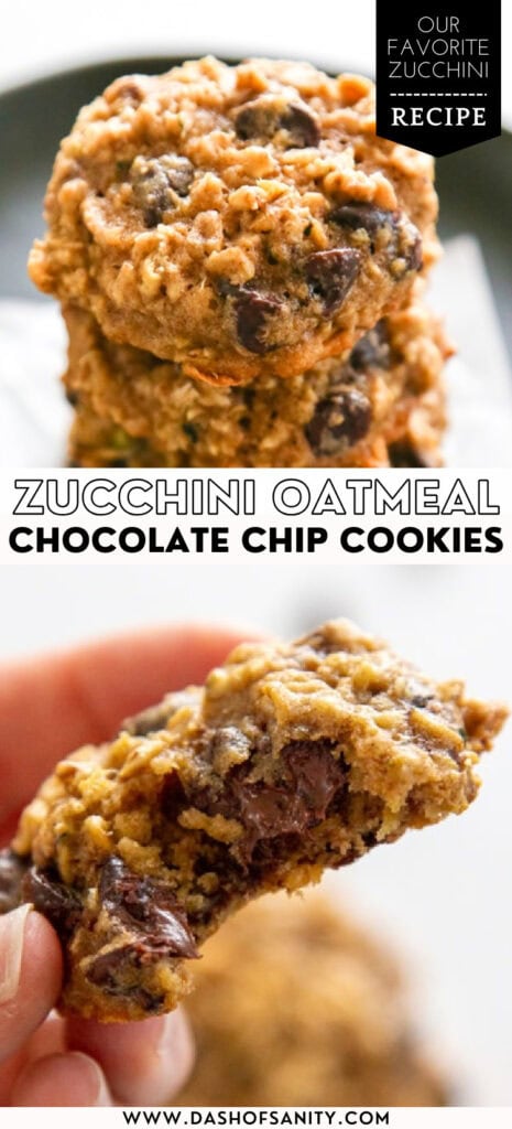 collage image of zucchini chocolate chip cookies