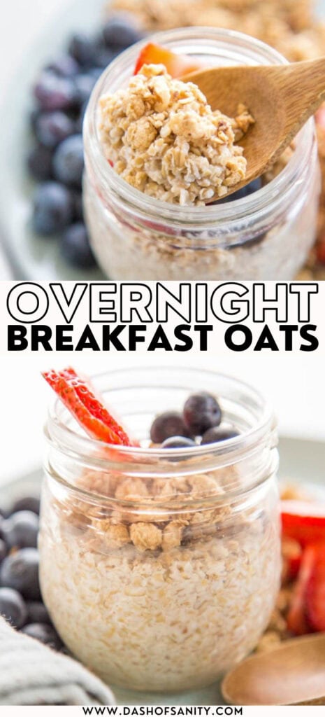collage image with recipe title of overnight oats