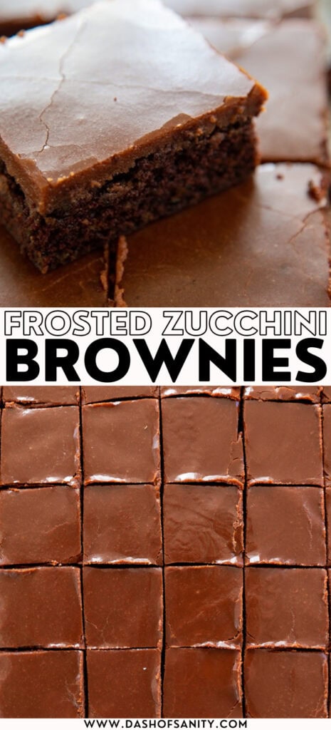 collage image of frosted brownies