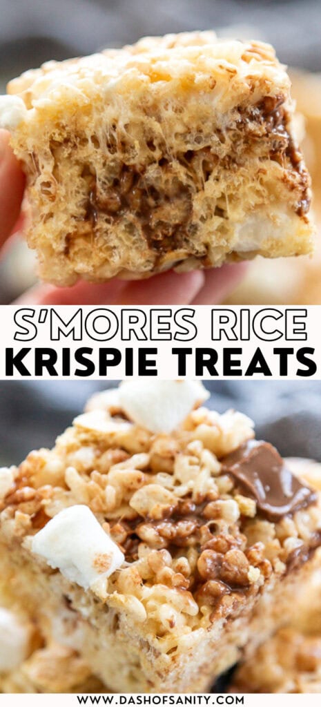 collage image of s'mores rice krispie treats