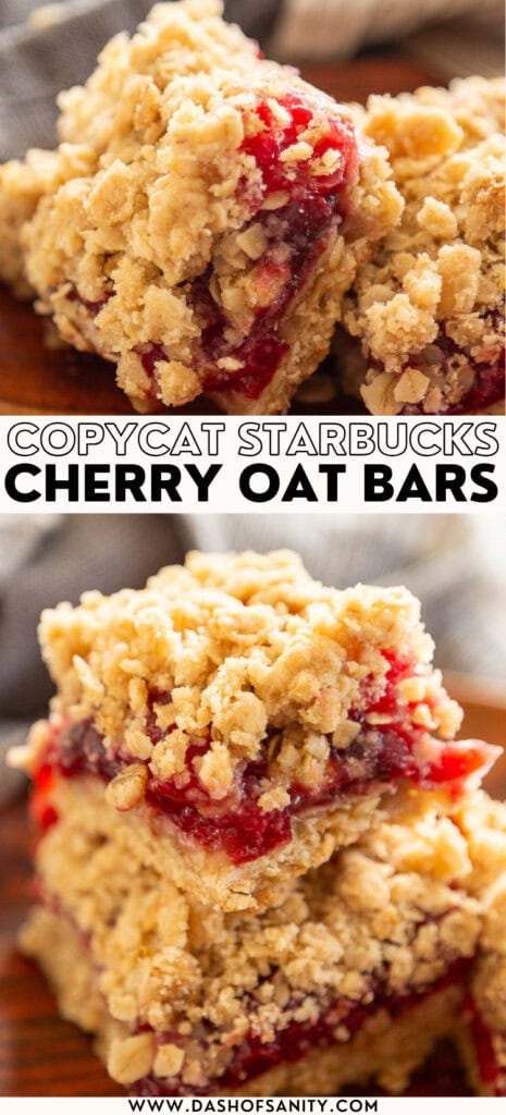 collage image of cherry oat bars with recipe title