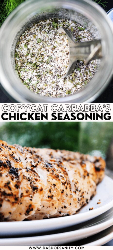 collage image of grilled chicken seasoning with recipe title