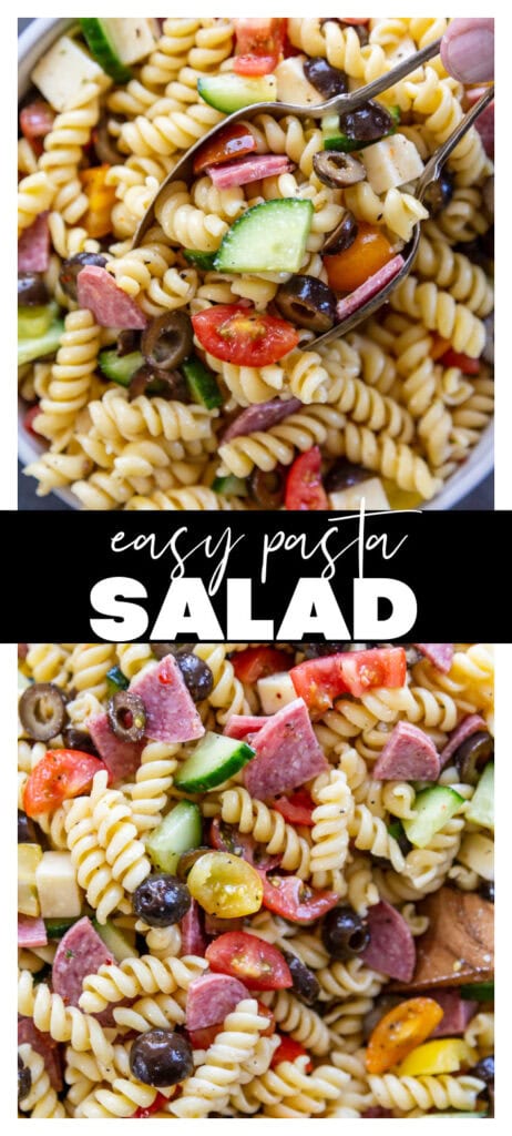 pasta salad collage image with recipe title