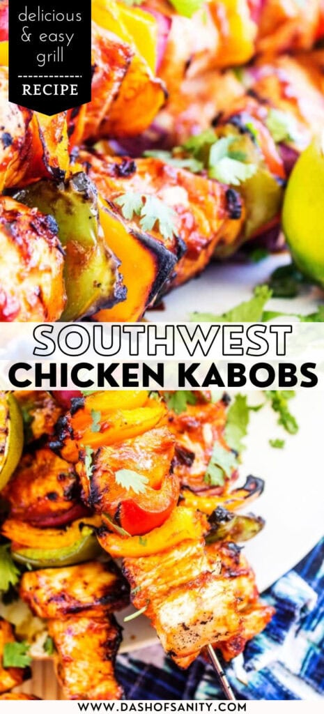 collage image for pinterest of chicken kabobs