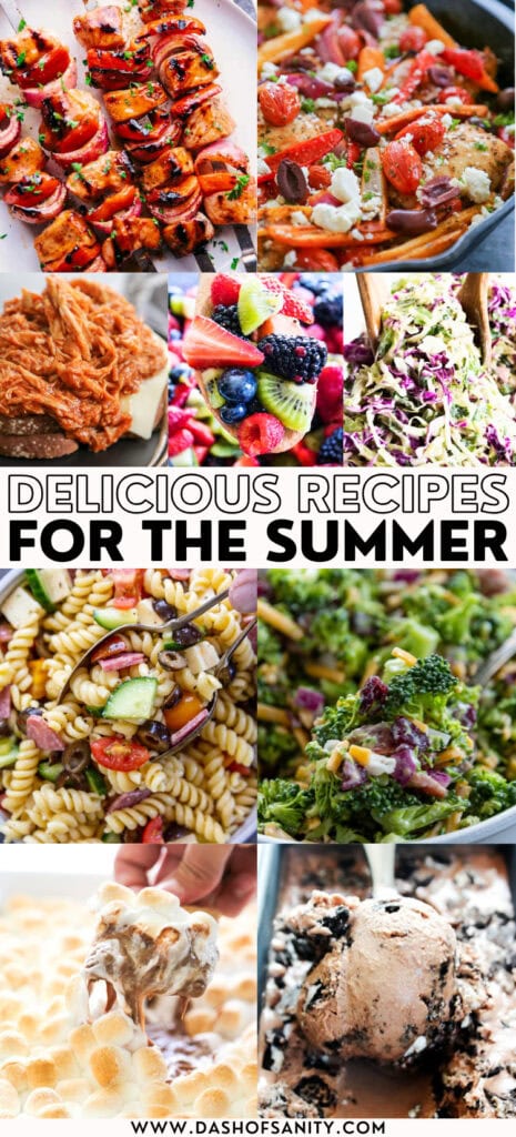 collage image of summer recipes