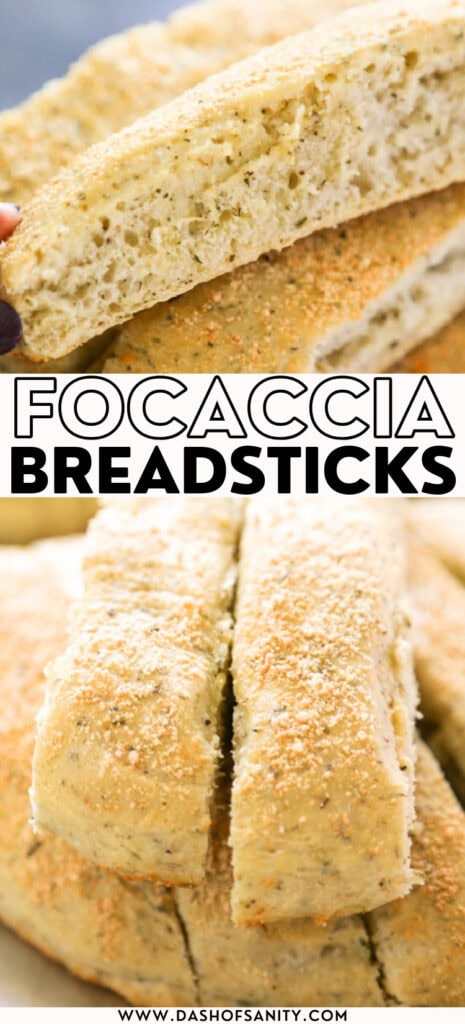 collage image of breadsticks with recipe title
