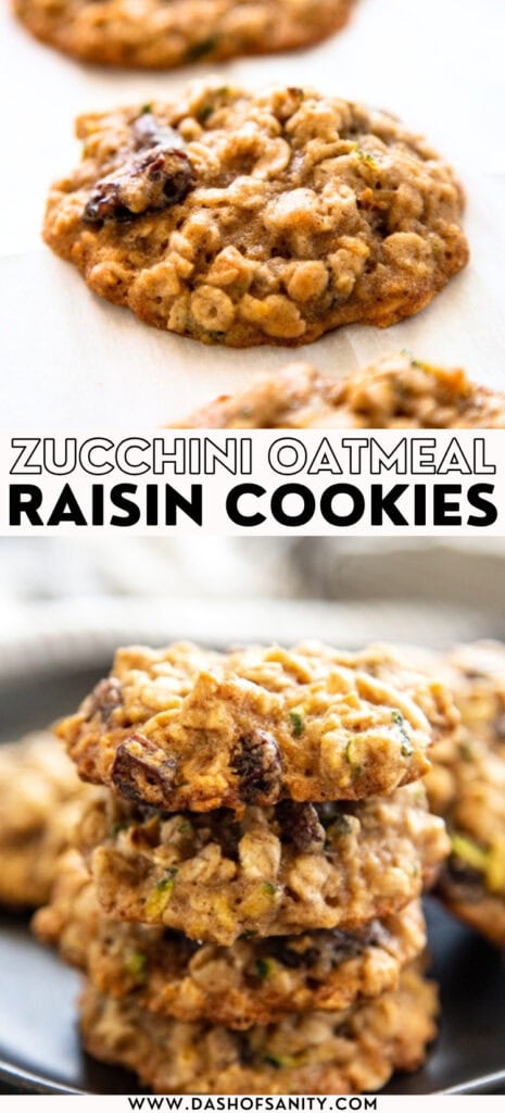 zucchini oatmeal raisin cookies collage image pinterest