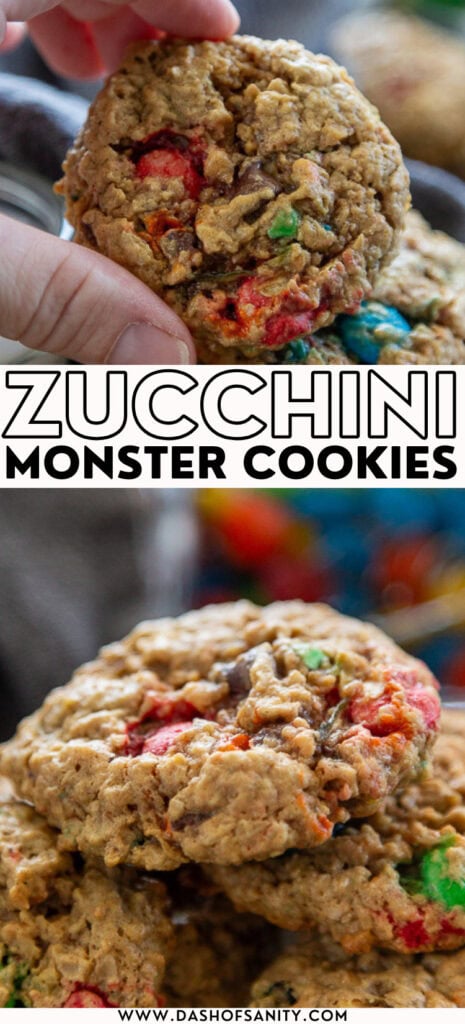 collage image of zucchini monster cookies