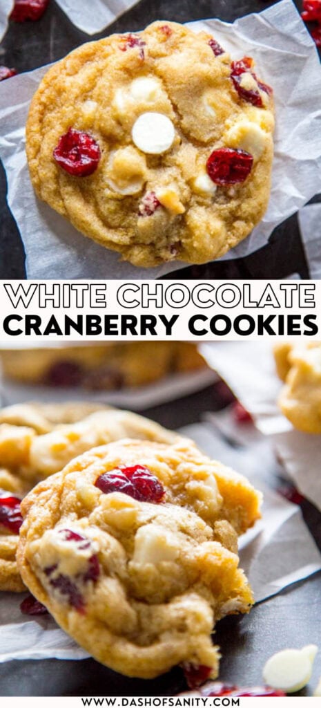 collage image of cookies with white chocolate and cranberries