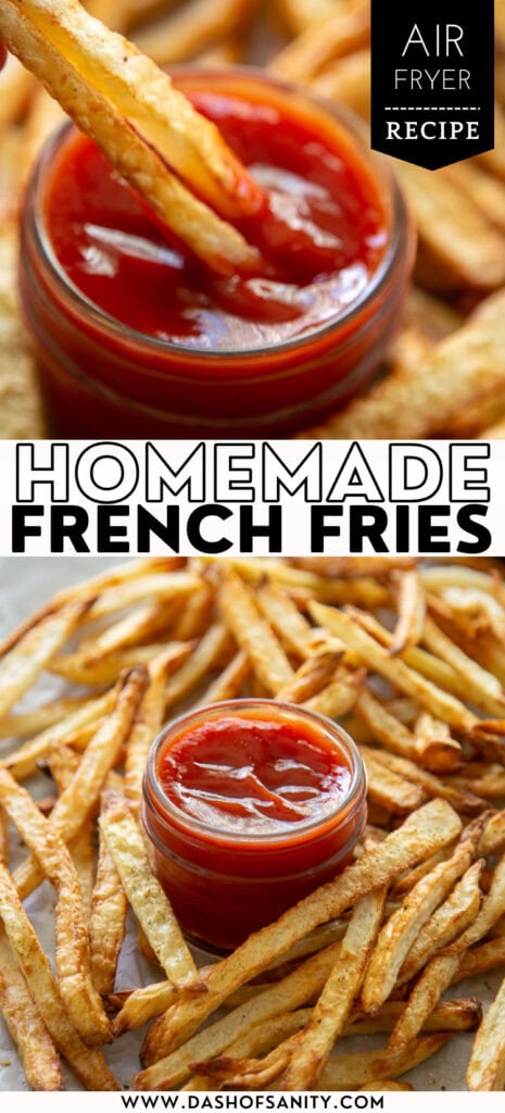collage image of homemade french fries with recipe title