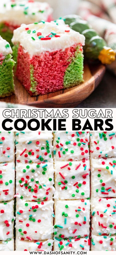 collage image of sugar cookie bars with recipe title