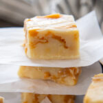 stack of white chocolate caramel fudge