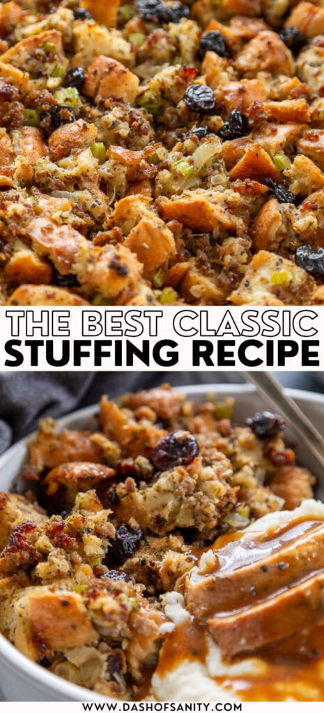 collage image of class stuffing with recipe title