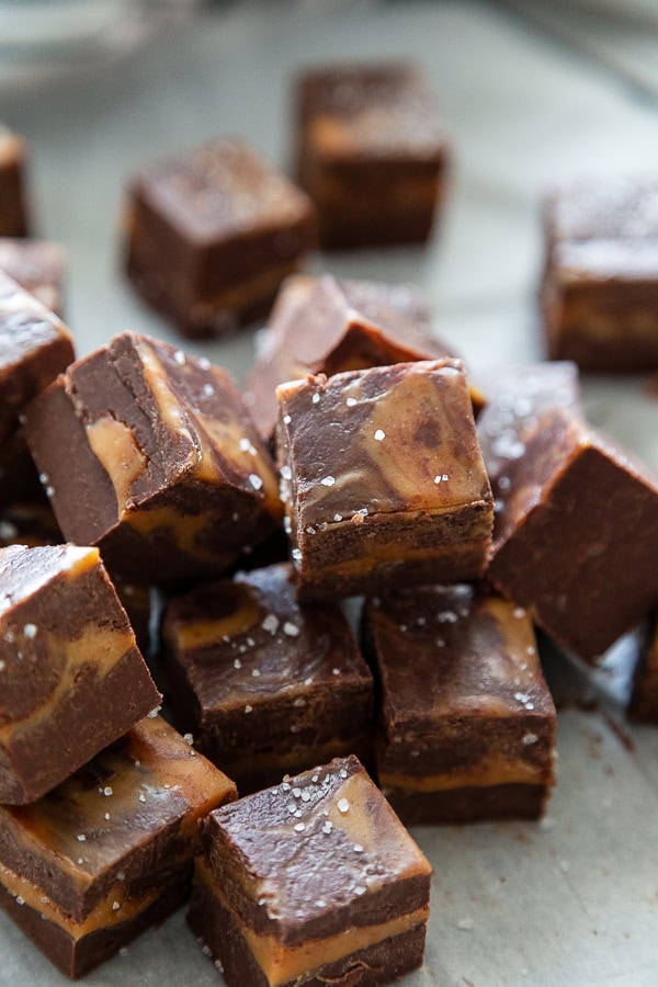 chocolate caramel fudge stack