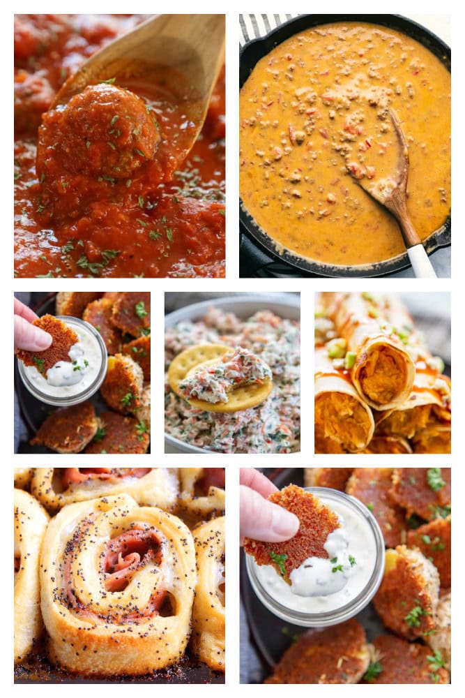 collage image of appetizers
