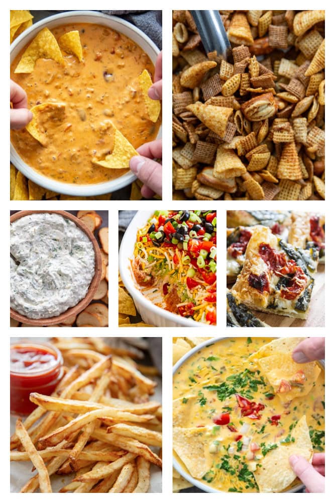 collage image of appetizers