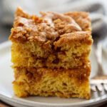coffee cake stacked on plate