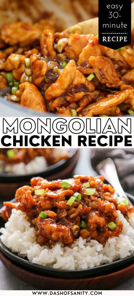 collage image of mongolian chicken