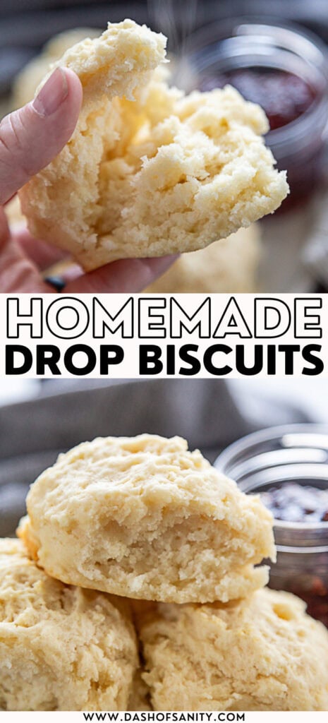 homemade drop biscuit collage with recipe title