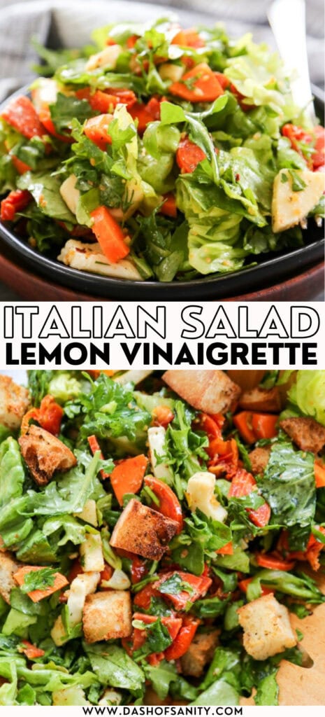 collage image of kale salad with Lemon Garlic Vinaigrette