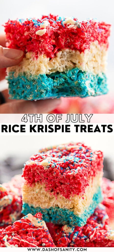 collage image of rice krispie treats red white and blue