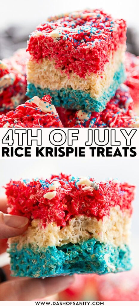collage image of rice krispie treats with recipe title