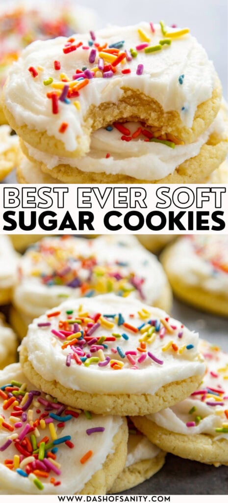 collage image of frosted sugar cookies with recipe title
