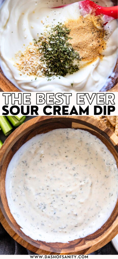 collage image of sour cream dip with recipe title