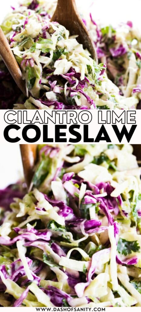 collage of cilantro lime coleslaw