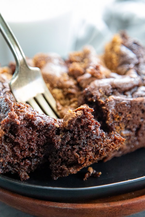 fork with coffee cake