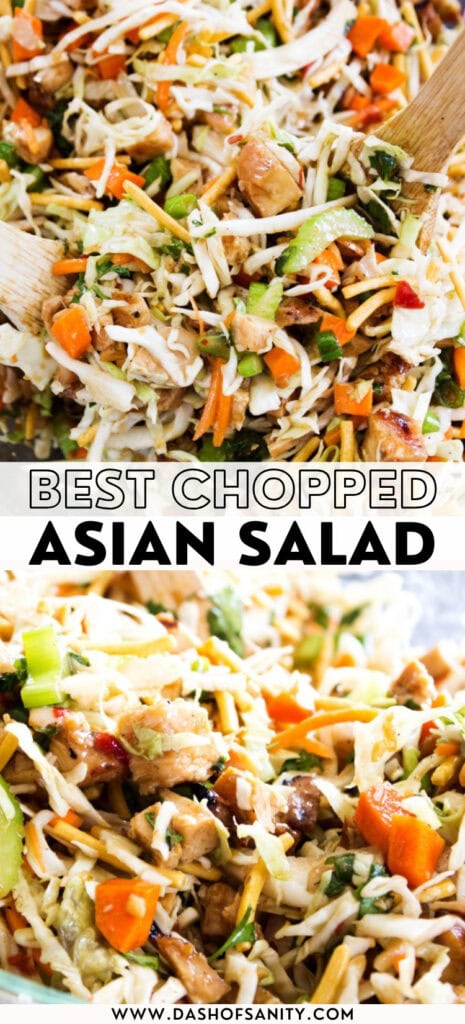 collage image of chopped asian salad with recipe title