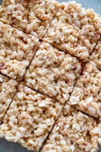 overheat shot rice krispie streats with strawbrries