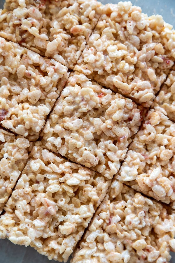 overheat shot rice krispie streats with strawbrries