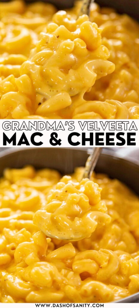 collage image of velveeta mac and cheese