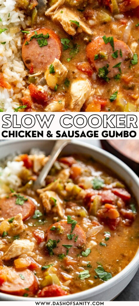 collage image of gumbo with recipe title